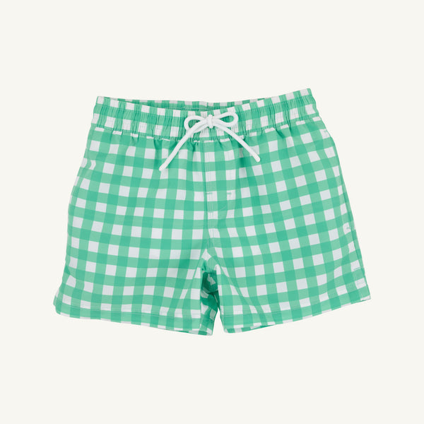 Tortola Trunks - Gibson Island Green Gingham with Worth Avenue White Stork