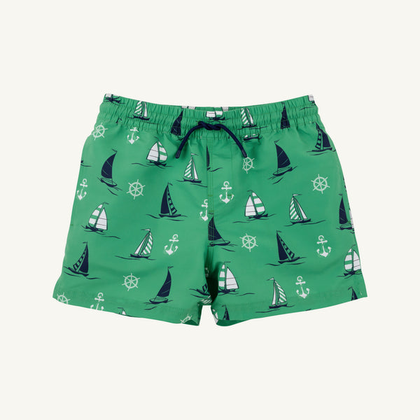 Tortola Trunks - Yacht To Join Us (Kiawah Kelly Green) with Worth Avenue White Stork