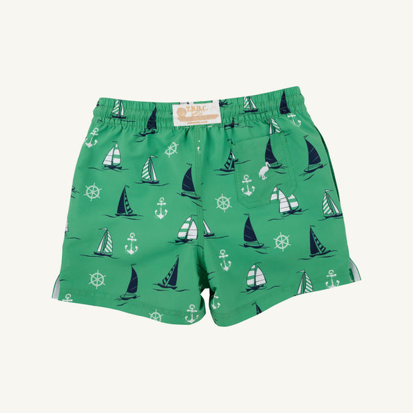 Tortola Trunks - Yacht To Join Us (Kiawah Kelly Green) with Worth Avenue White Stork