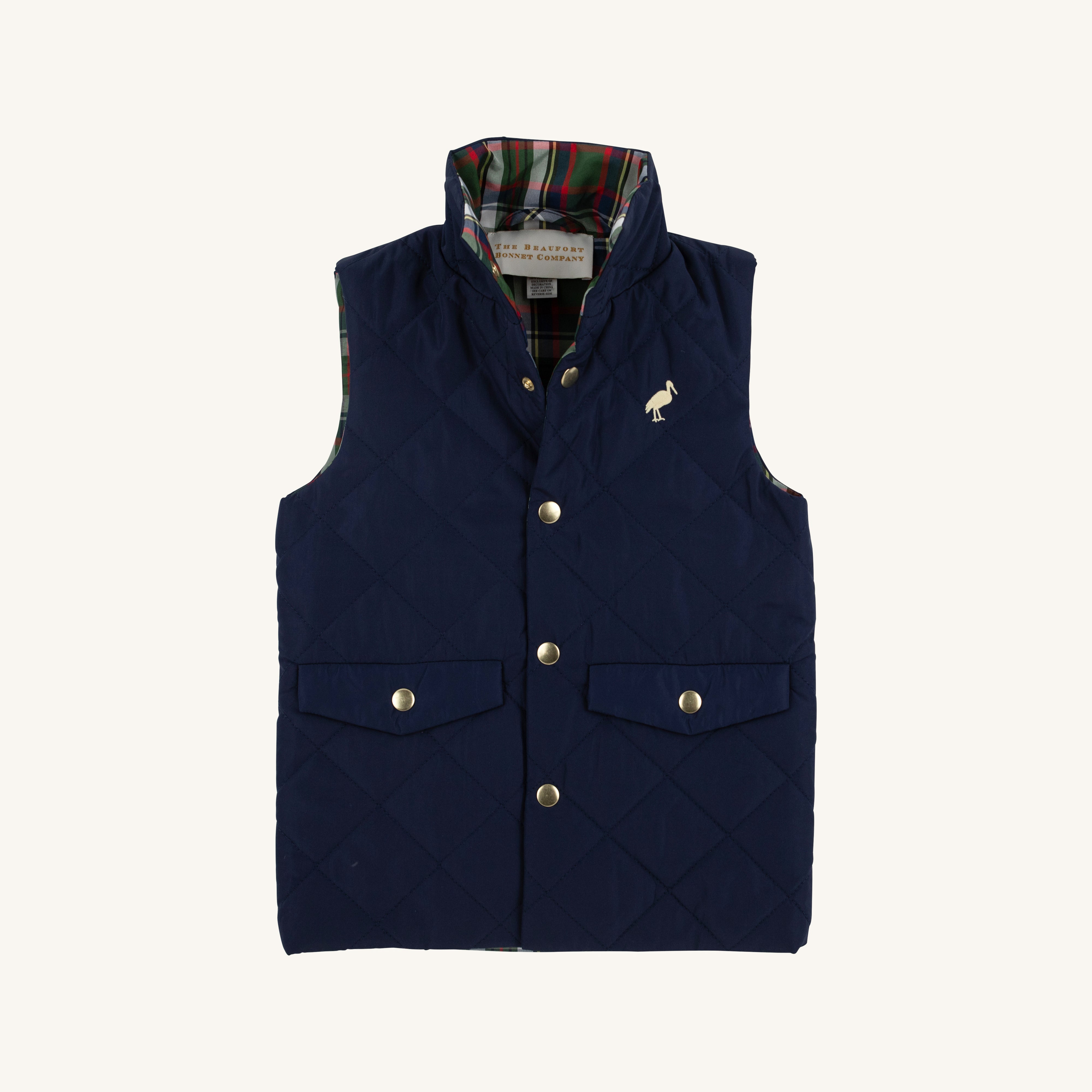 Vaughn Vest - Nantucket Navy with Grant Park Plaid & Bellport Butter Yellow Stork