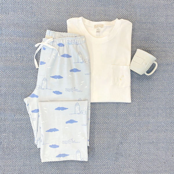 Carter Crewneck (Men) - Worth Avenue White with Multicolor Stork