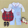 Peter Pan Collar Shirt & Onesie (Long Sleeve Woven) - Worth Avenue White with Richmond Red