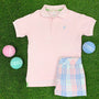 Prim & Proper Polo - Palm Beach Pink with Buckhead Blue Stork