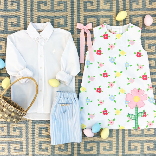 Shelton Shorts - Breakers Blue Seersucker with Breakers Blue Stork