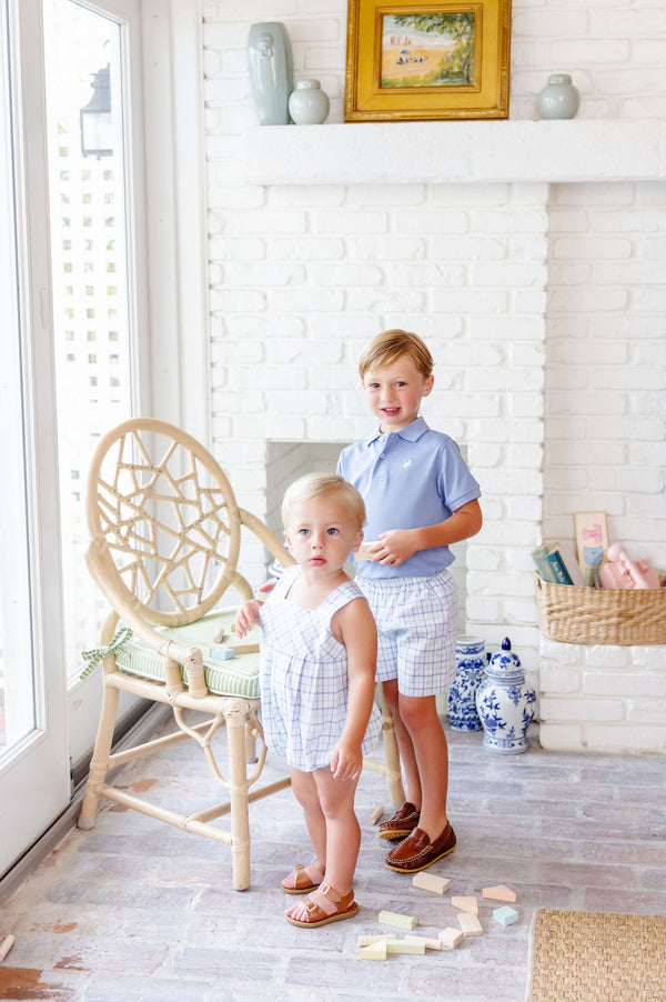 Prim & Proper Polo & Onesie - Park City Periwinkle with Worth Avenue White Stork