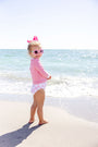 Winnie's Wave Spotter Swim Shirt - Hamptons Hot Pink with Worth Avenue White (UPF 35+)