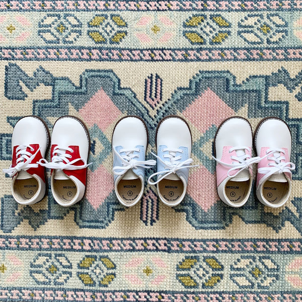 Footmates Saddle Shoes - White with Rose