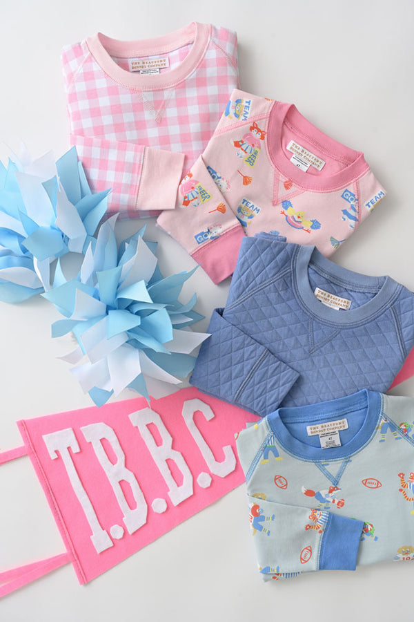 Cassidy Comfy Crewneck - Palm Beach Pink Gingham with Palm Beach Pink