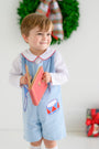 Peter Pan Collar Shirt & Onesie (Long Sleeve Woven) - Worth Avenue White with Richmond Red