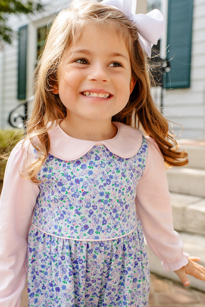 Maude's Peter Pan Collar Shirt & Onesie (Long Sleeve Pima) - Palm Beach Pink