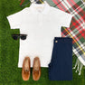 Prim & Proper Polo & Onesie - Worth Avenue White with Multicolor Stork