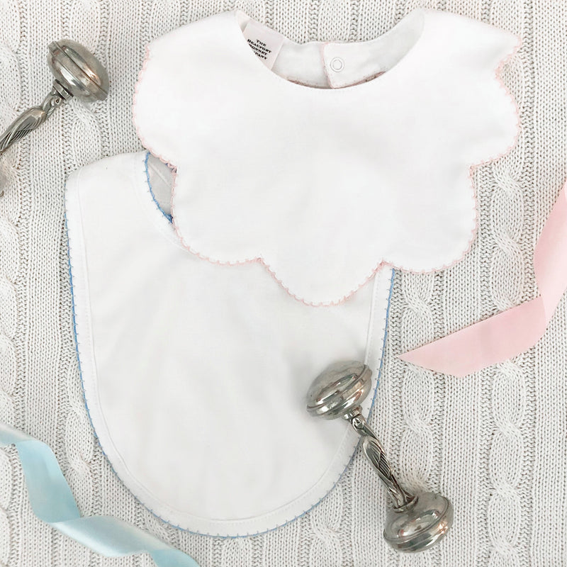Bellyful Bib - Worth Avenue White with Palm Beach Pink Picot Trim