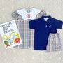 Prim & Proper Polo & Onesie - Nantucket Navy with Worth Avenue White Stork