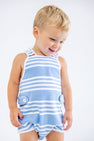 Skipper Sunsuit - Saddle Ridge Stripe (Sarasota Sky) with Worth Avenue White