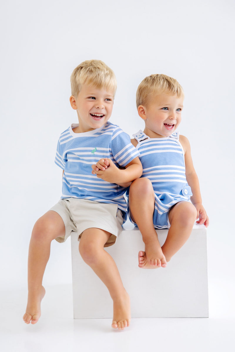 Skipper Sunsuit - Saddle Ridge Stripe (Sarasota Sky) with Worth Avenue White