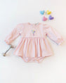 Long Sleeve Daisy's Diaper Cover Dress - Palm Beach Pink with Balloon Embroidery