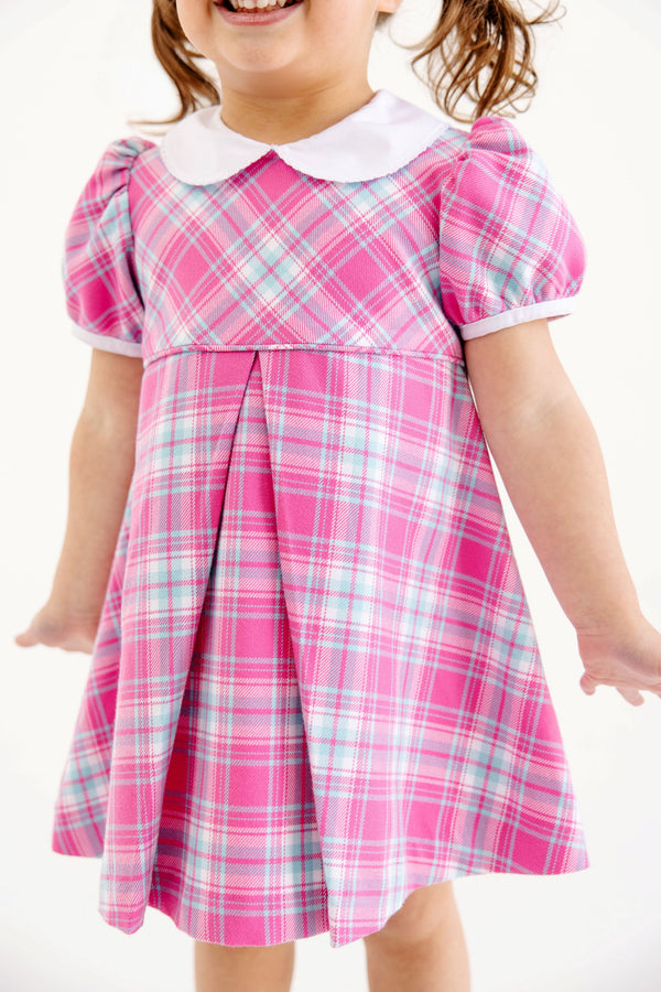 Princess Pleat Dress - Brenton Point Plaid with Worth Avenue White