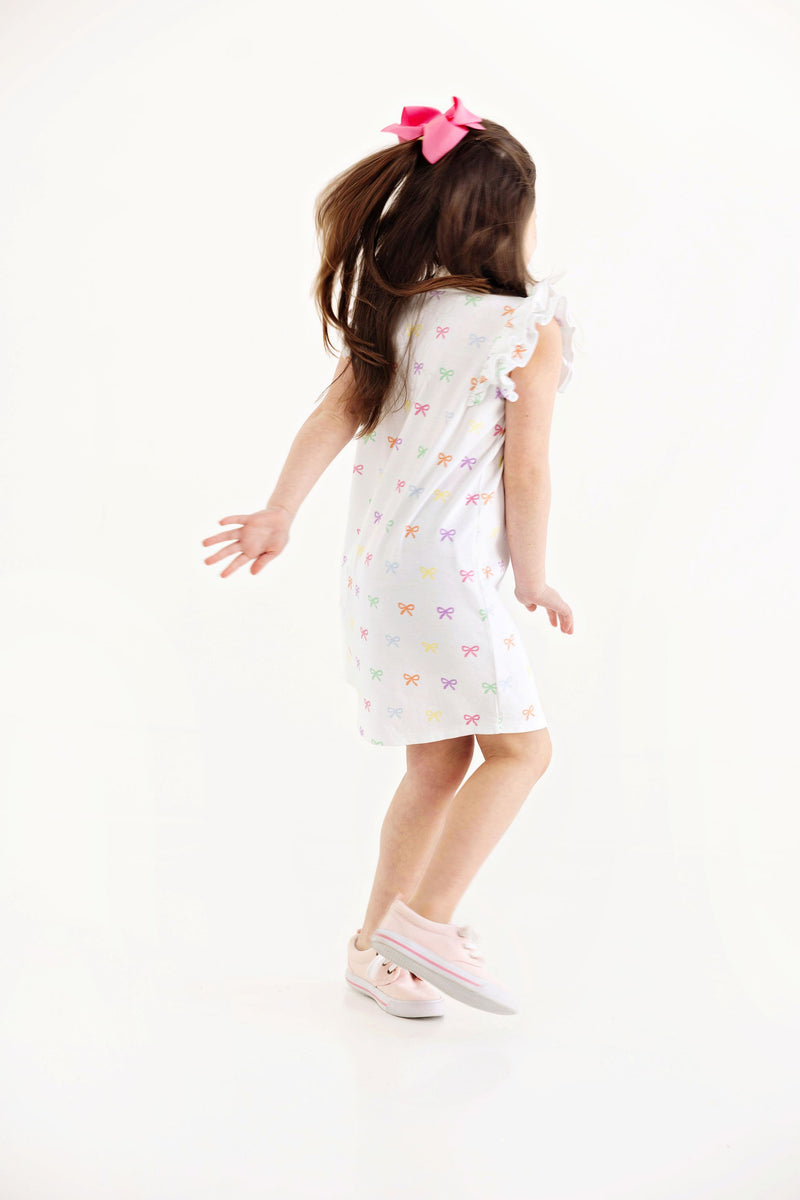 Ruehling Ruffle Dress - Bitty Bows (Worth Avenue White)