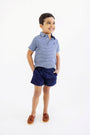 Prim & Proper Polo & Onesie - Sumner County Stripe (Barbados Blue) with Nantucket Navy Stork
