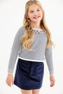 Reece Ruffle Sweater - Palmetto Pearl & Nantucket Navy Stripe
