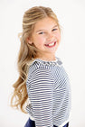 Reece Ruffle Sweater - Palmetto Pearl & Nantucket Navy Stripe