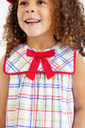 Sleeveless Stewart's Square Collar Dress - Wellington Windowpane with Richmond Red