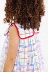 Sleeveless Stewart's Square Collar Dress - Wellington Windowpane with Richmond Red