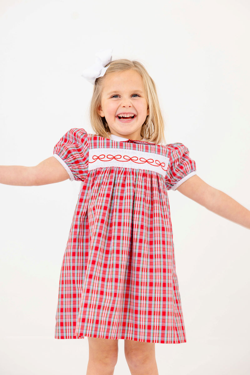 Dollie Mae Dress - Woodspoint Plaid with Worth Avenue White