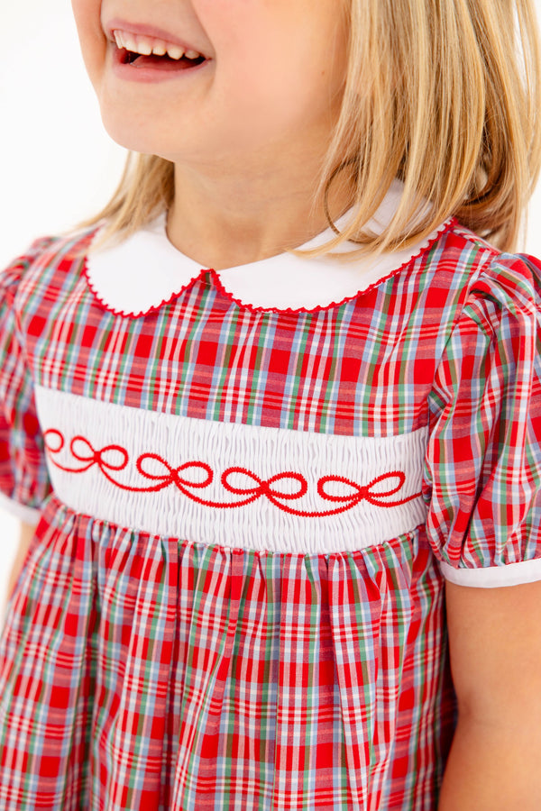 Dollie Mae Dress - Woodspoint Plaid with Worth Avenue White
