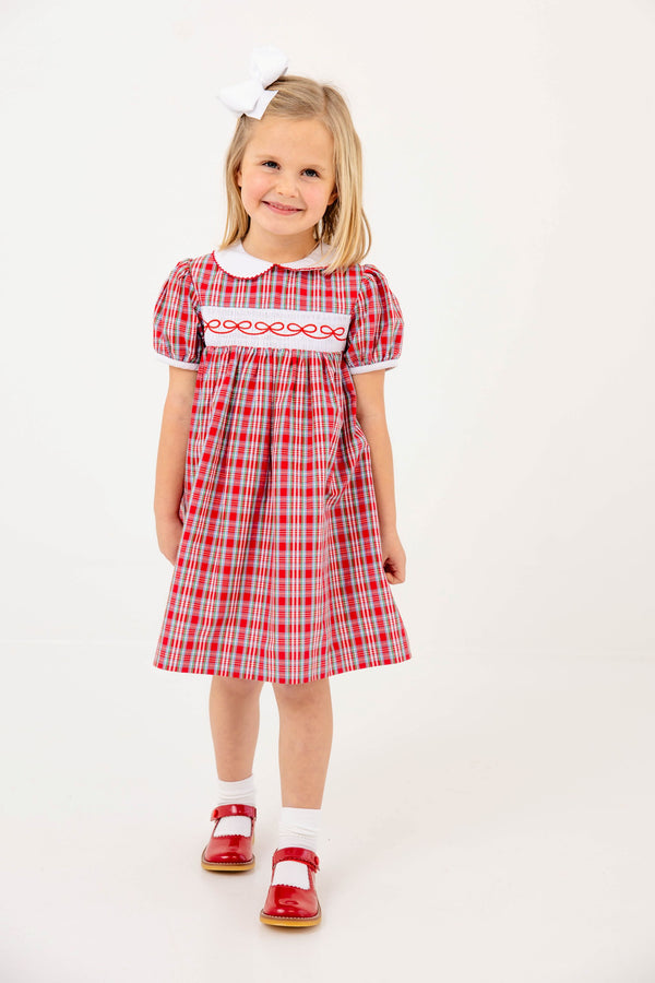Dollie Mae Dress - Woodspoint Plaid with Worth Avenue White