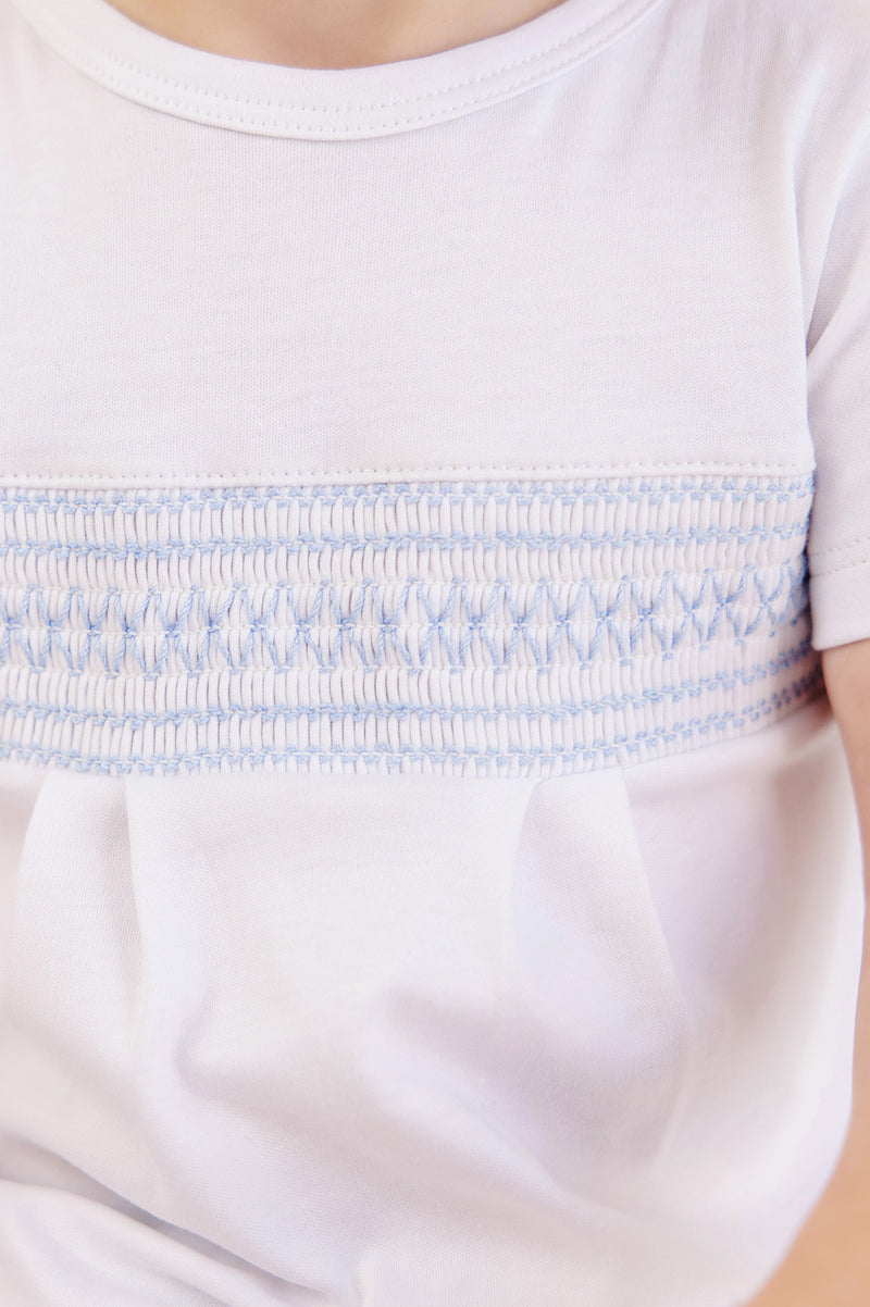 Sebastian Smocked Romper - Worth Avenue with Beale Street Blue with Sarasota Sky