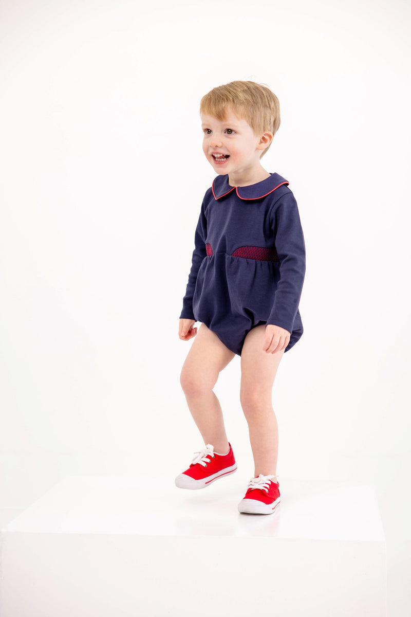 Long Sleeve Brentley Bubble - Nantucket Navy with Richmond Red