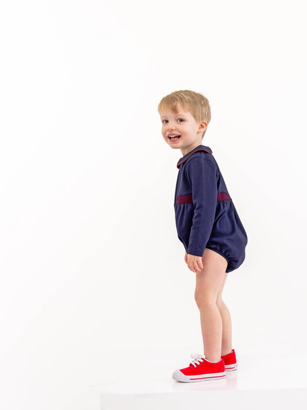 Long Sleeve Brentley Bubble - Nantucket Navy with Richmond Red