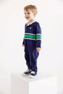 Sir Proper's Rugby Romper - Nantucket Navy with Beale Street Blue & Kiawah Kelly Green Stripe