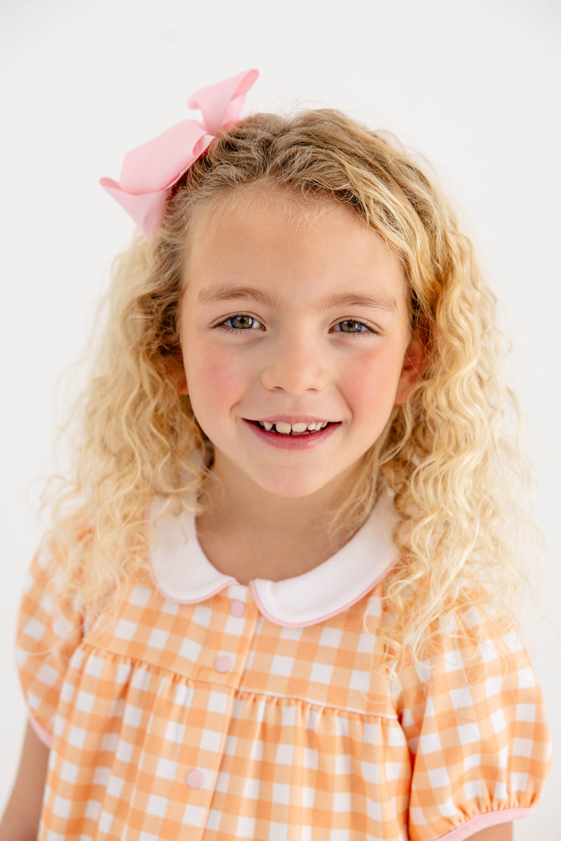 Tabitha's Teacher's Pet Dress - Seashore Sherbet Gingham with Worth Avenue White