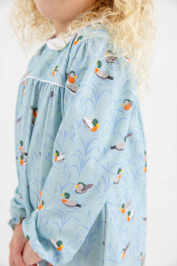 Long Sleeve Maerin Fitz Frock - Fine Weather For Ducks with Worth Avenue White
