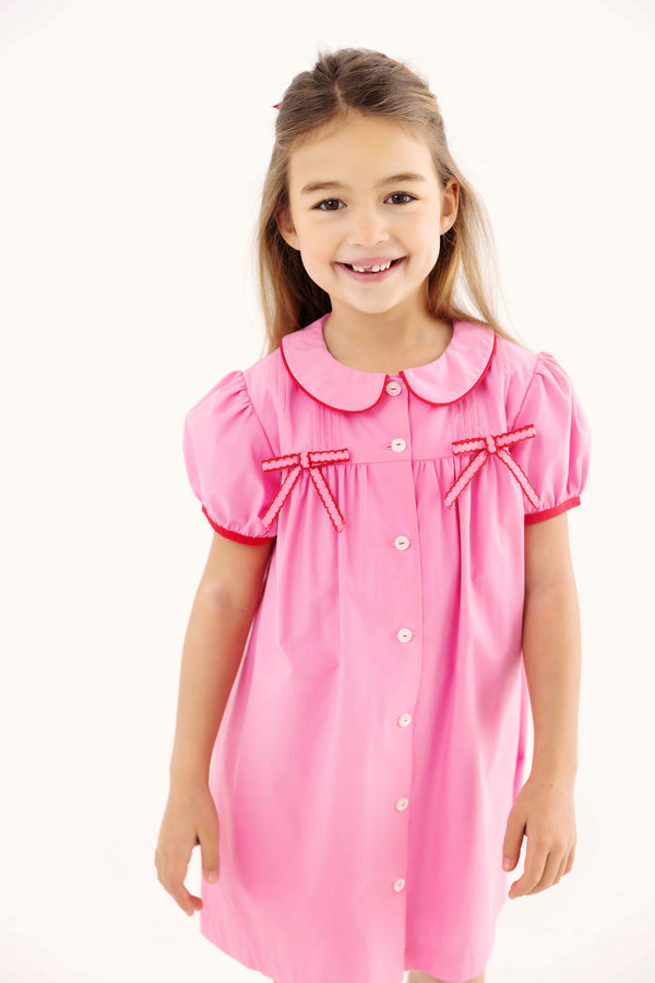 Tabitha's Teacher's Pet Dress - Hamptons Hot Pink with Richmond Red