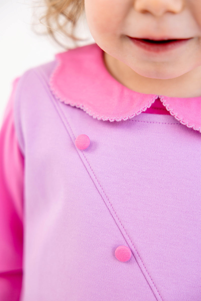 Blake Button Dress - Valley High Violet with Winter Park Pink