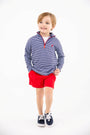 Prepletic™ Hayword Half Zip - Nantucket Navy Stripe with Richmond Red Stork
