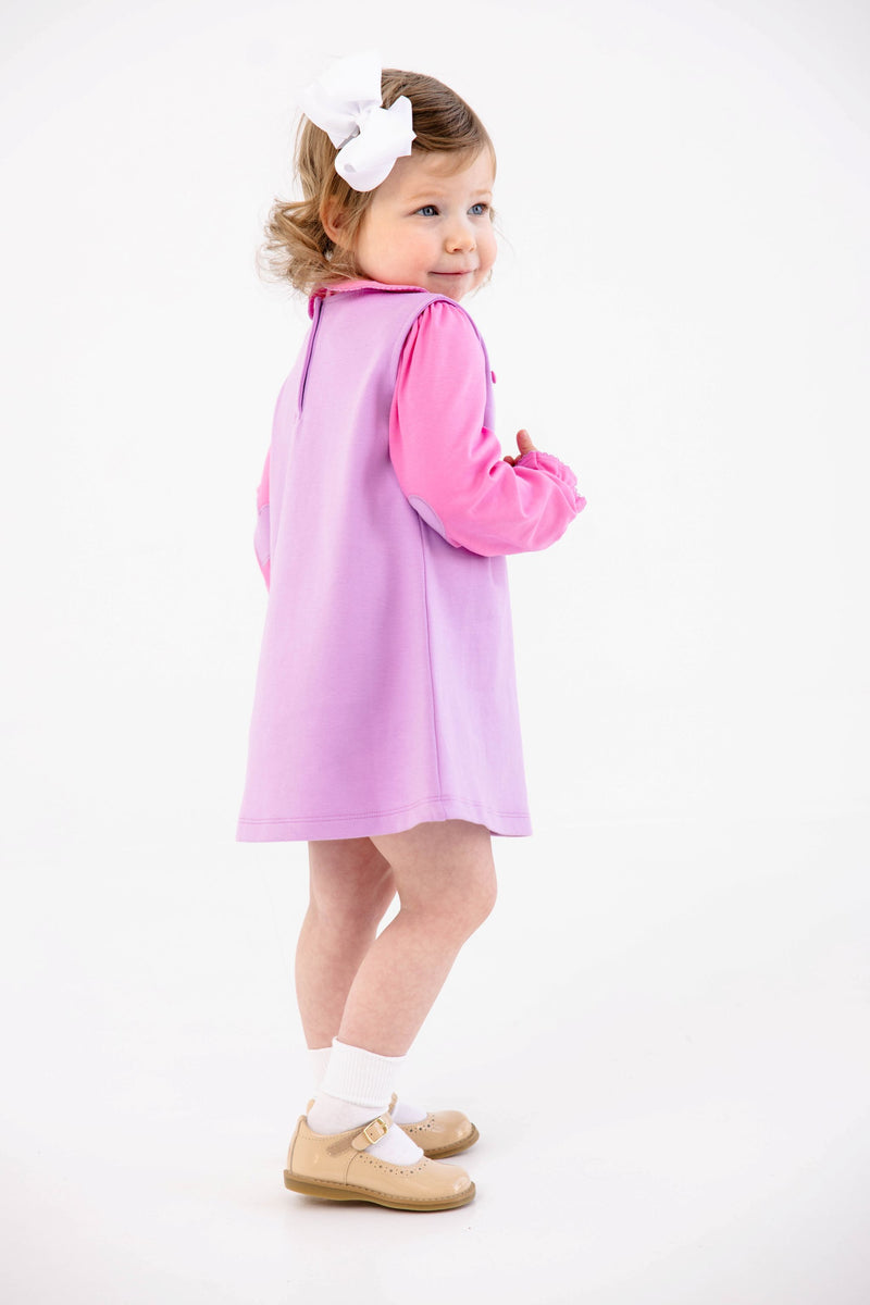 Blake Button Dress - Valley High Violet with Winter Park Pink