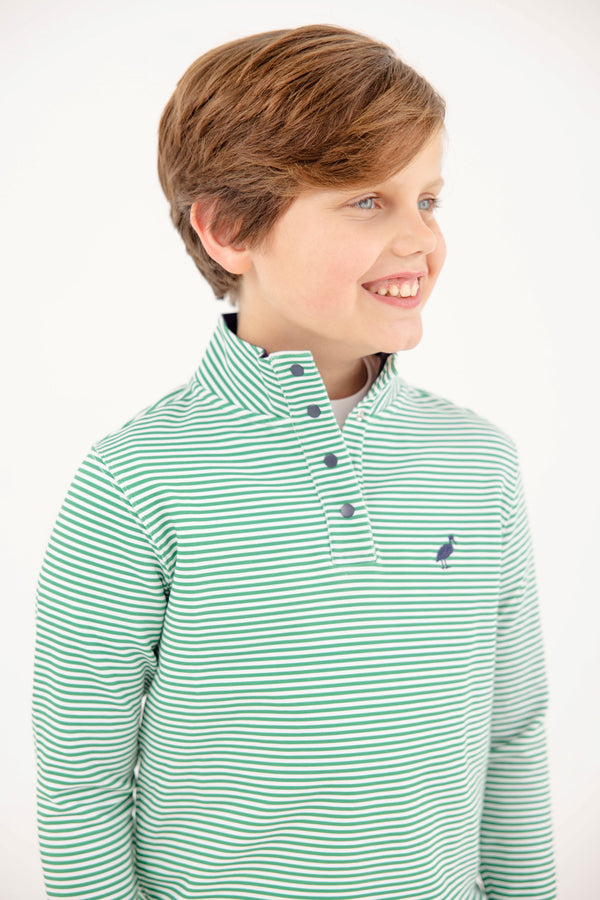 Pendleton Popped Collar - Kiawah Kelly Green Stripe with Nantucket Navy
