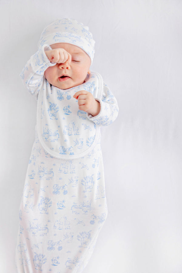 Burp Me Bib - Sir Proper's Sweet Arrival (Beale Street Blue) with Worth Avenue White