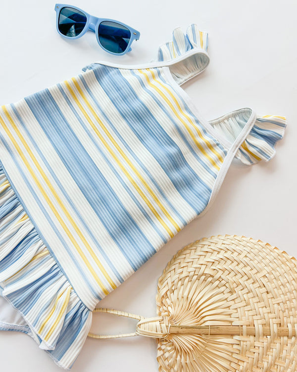 St. Lucia Swimsuit - Sobro Stripe with Worth Avenue White