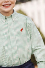 Dean's List Dress Shirt - Gibson Island Green Mini Gingham with Richmond Red Stork