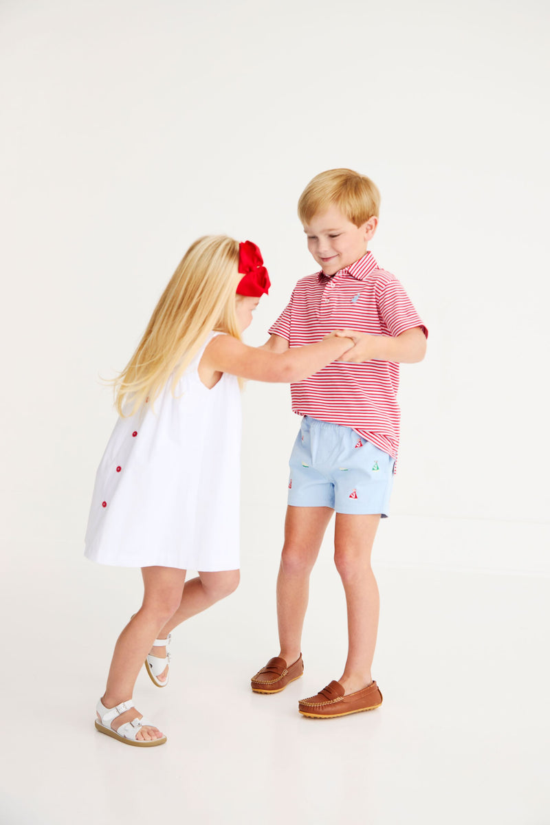 Sleeveless Tabitha's Teachers Pet Dress - Worth Avenue White with Sailboats