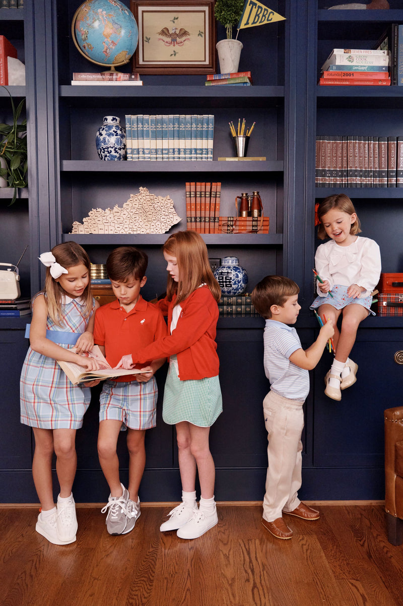 Prim & Proper Polo & Onesie - Beale Street Blue Stripe with Richmond Red Stork