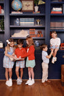 Prim & Proper Polo & Onesie - Beale Street Blue Stripe with Richmond Red Stork