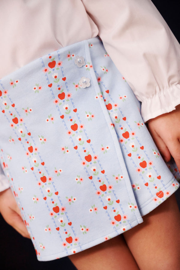 Stella Skort - First Day Flowers with Flower Buttons