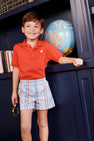 Sheffield Shorts - Kensington Court Plaid with Worth Avenue White Stork
