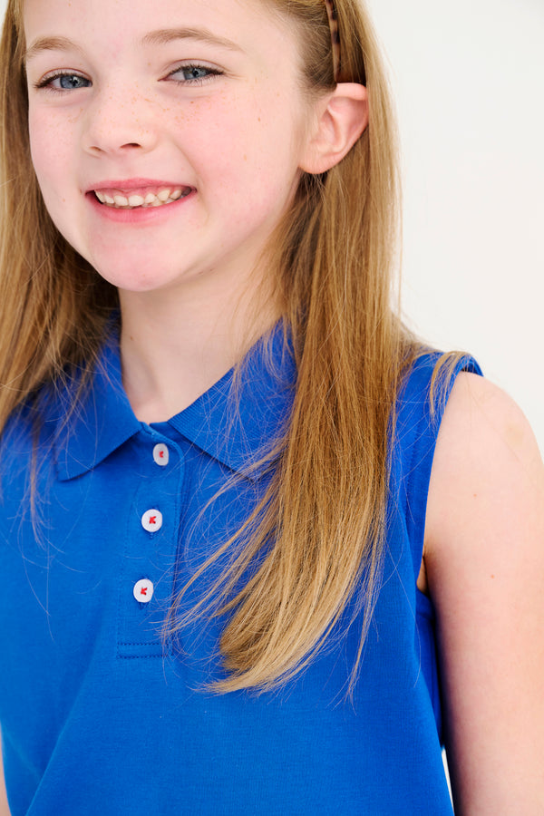 Sleeveless Anna Price Polo - Rockefeller Royal Blue with Richmond Red Stork